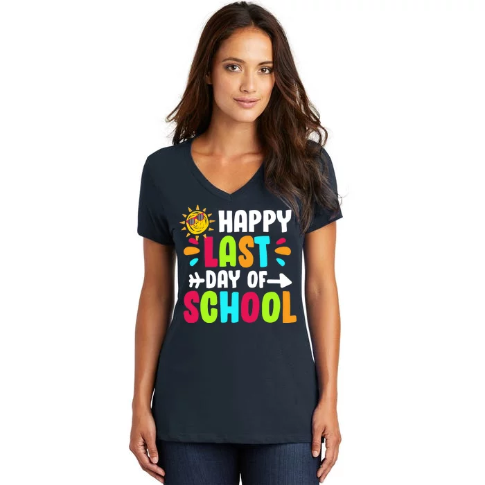 Happy Last Day Of School Sun Women's V-Neck T-Shirt