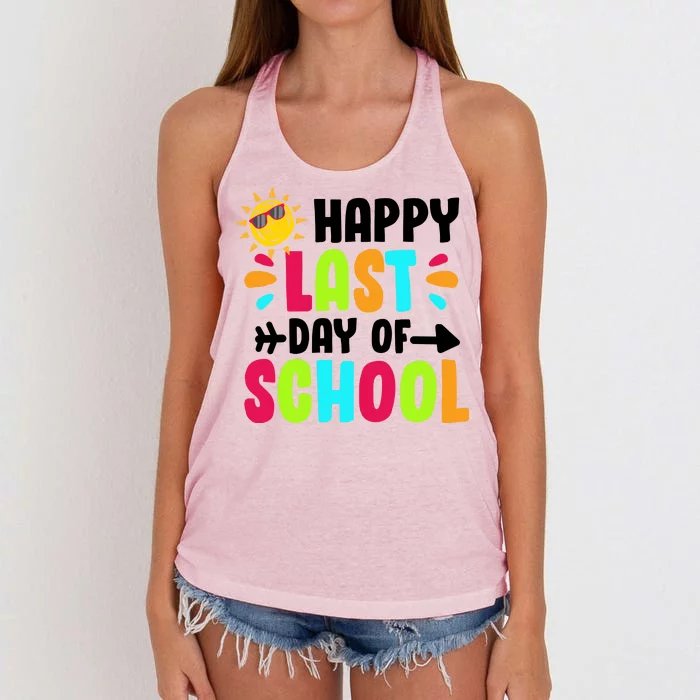 Happy Last Day Of School Sun Women's Knotted Racerback Tank