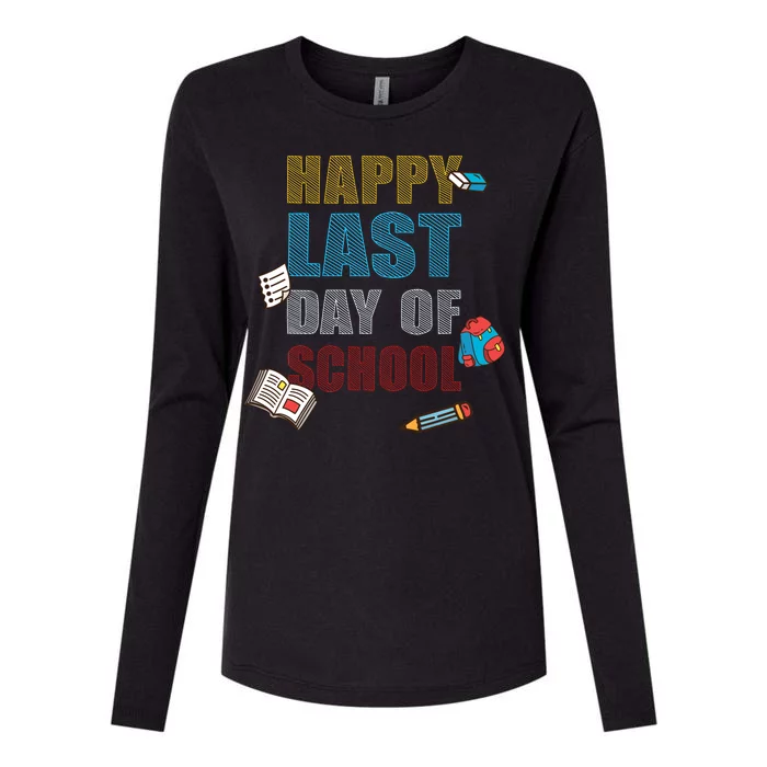 Happy Last Day Of School Supplies Womens Cotton Relaxed Long Sleeve T-Shirt