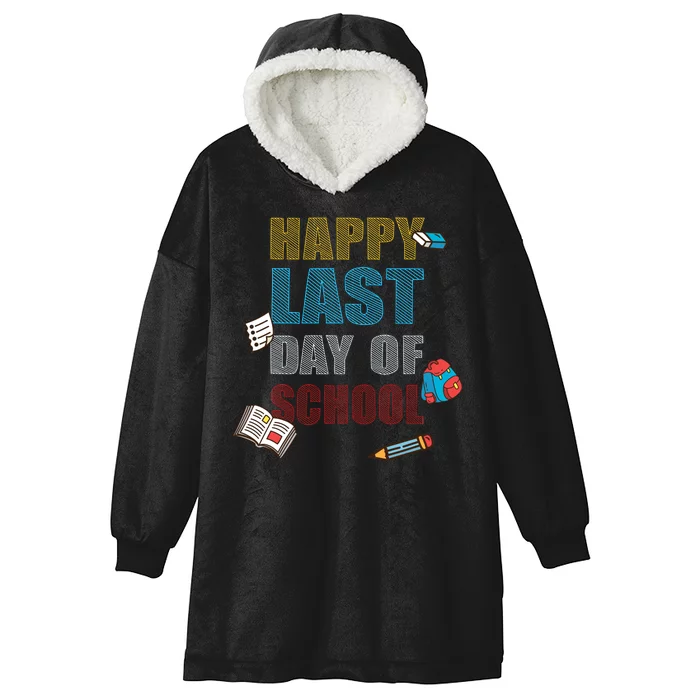 Happy Last Day Of School Supplies Hooded Wearable Blanket