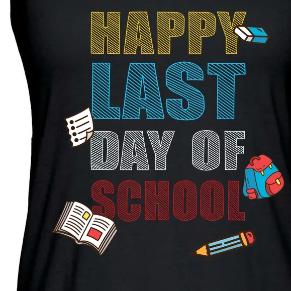 Happy Last Day Of School Supplies Ladies Essential Flowy Tank