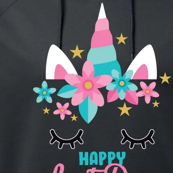 Happy Last Day Of School Unicorn Face Performance Fleece Hoodie