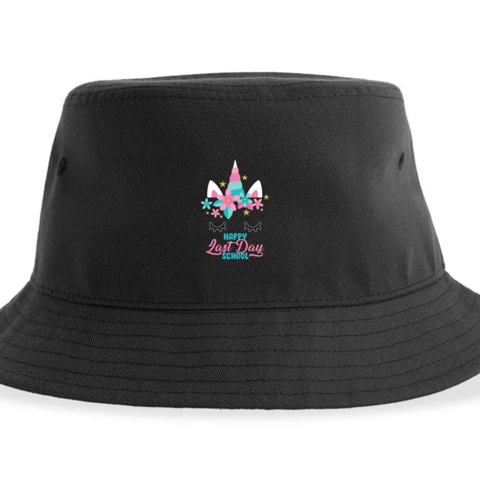 Happy Last Day Of School Unicorn Face Sustainable Bucket Hat