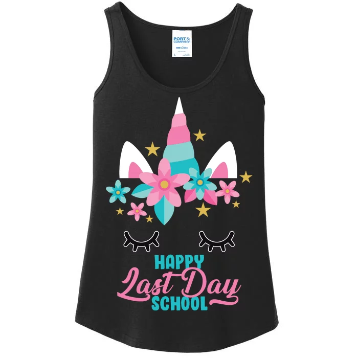 Happy Last Day Of School Unicorn Face Ladies Essential Tank