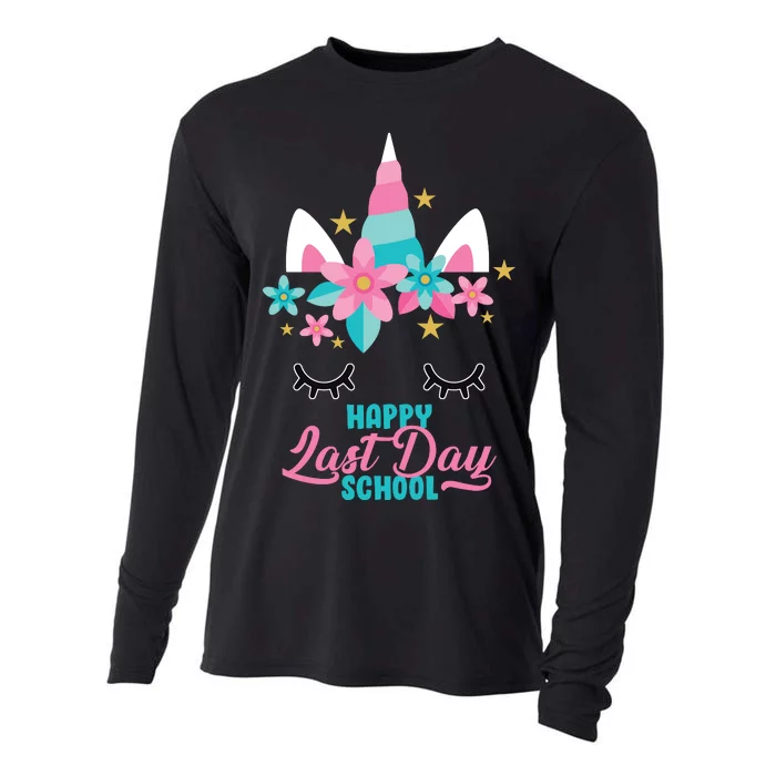 Happy Last Day Of School Unicorn Face Cooling Performance Long Sleeve Crew