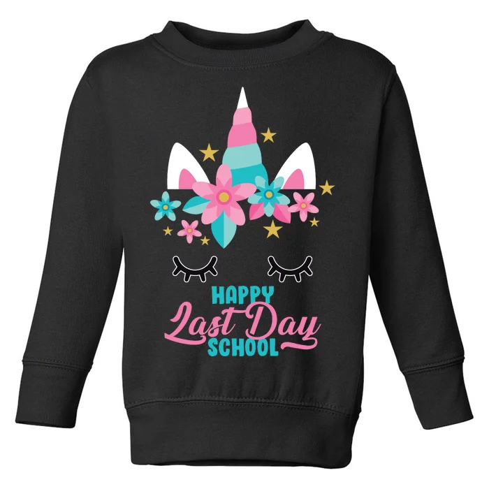 Happy Last Day Of School Unicorn Face Toddler Sweatshirt