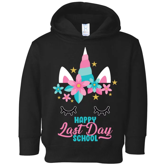 Happy Last Day Of School Unicorn Face Toddler Hoodie