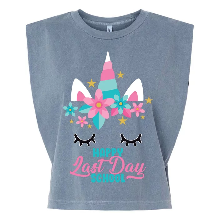 Happy Last Day Of School Unicorn Face Garment-Dyed Women's Muscle Tee