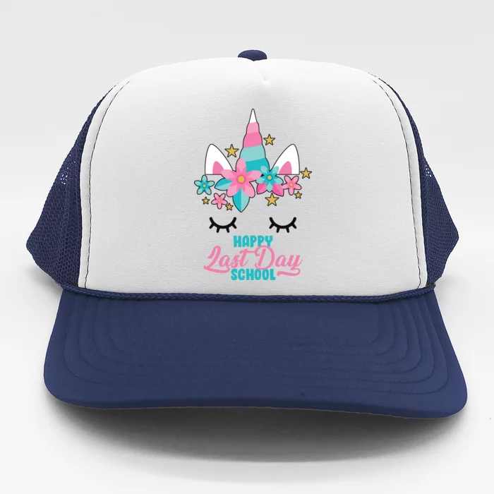 Happy Last Day Of School Unicorn Face Trucker Hat