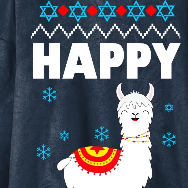 Happy Llamakah Llama Hanukkah Hooded Wearable Blanket