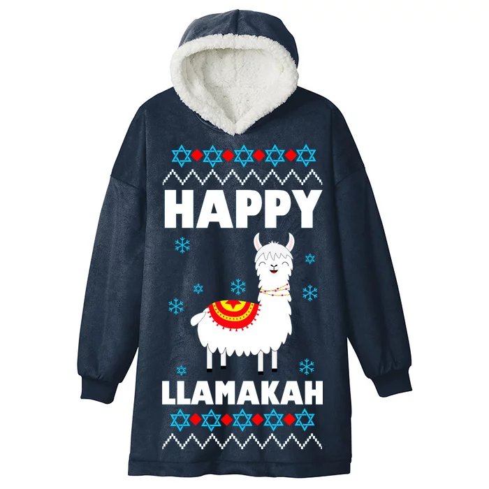 Happy Llamakah Llama Hanukkah Hooded Wearable Blanket