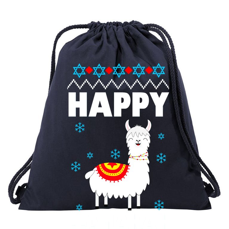 Happy Llamakah Llama Hanukkah Drawstring Bag
