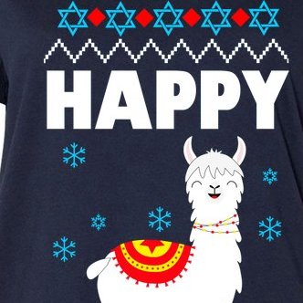 Happy Llamakah Llama Hanukkah Women's V-Neck Plus Size T-Shirt