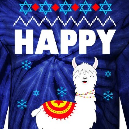 Happy Llamakah Llama Hanukkah Tie-Dye Long Sleeve Shirt