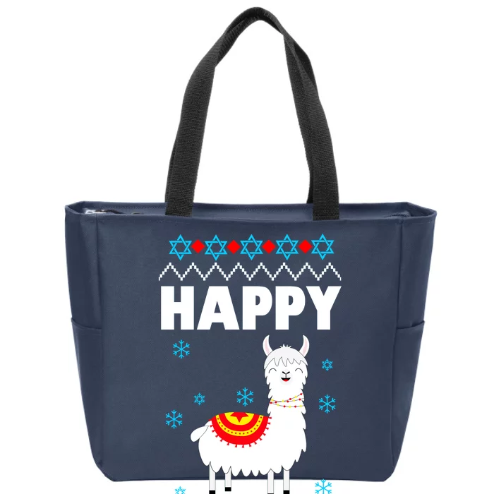 Happy Llamakah Llama Hanukkah Zip Tote Bag