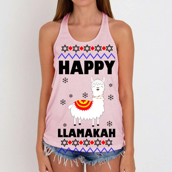 Happy Llamakah Llama Hanukkah Women's Knotted Racerback Tank