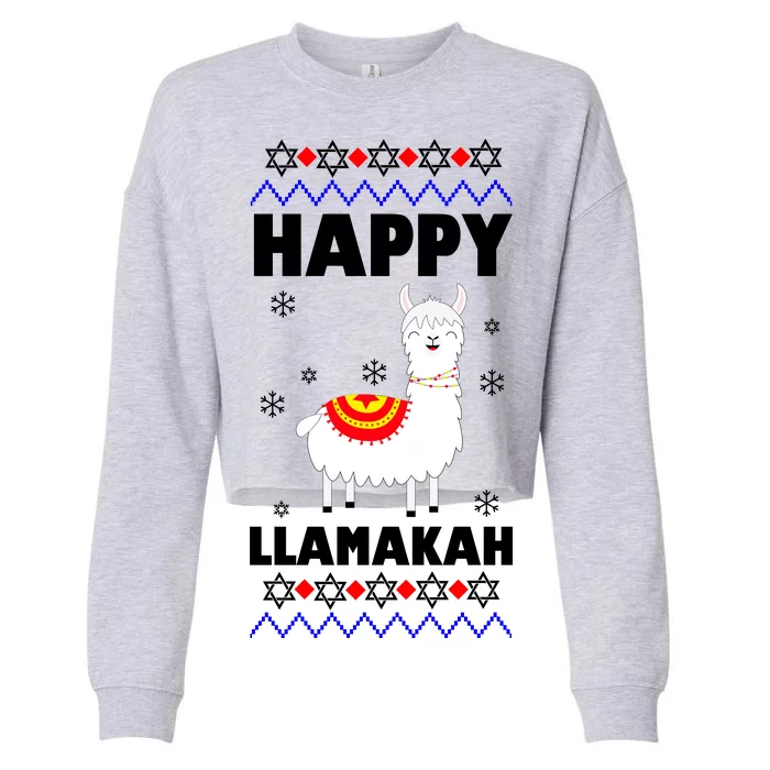 Happy Llamakah Llama Hanukkah Cropped Pullover Crew