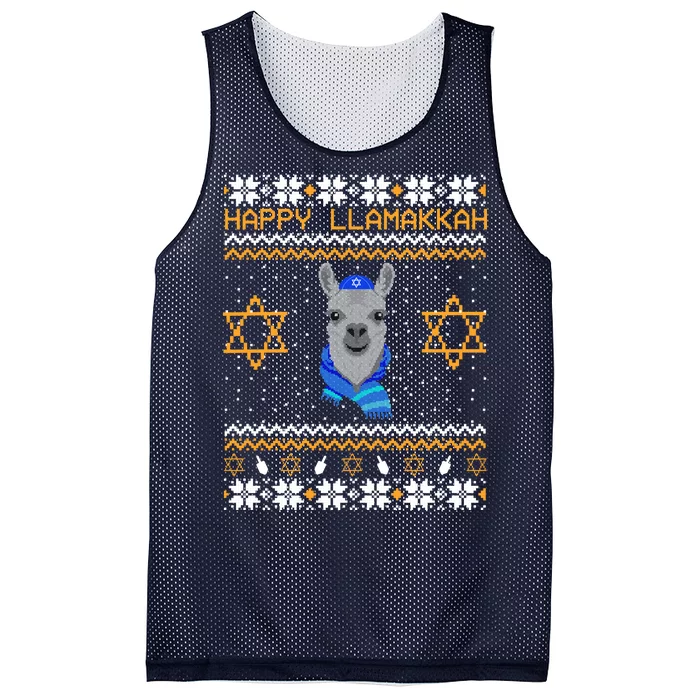 Happy Llamakah Ugly Hanukkah Mesh Reversible Basketball Jersey Tank