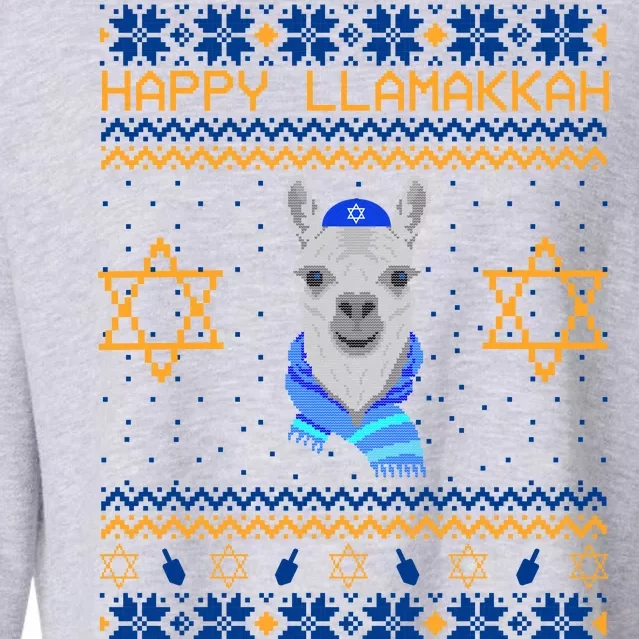 Happy Llamakah Ugly Hanukkah Cropped Pullover Crew