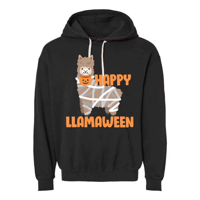 Happy Llamaween Llama Halloween Garment-Dyed Fleece Hoodie