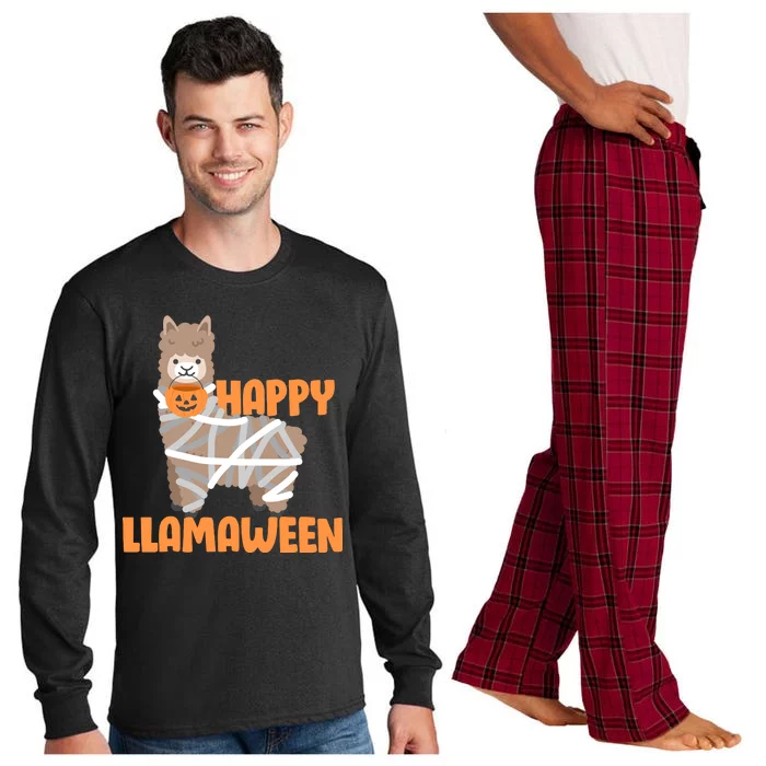 Happy Llamaween Llama Halloween Long Sleeve Pajama Set