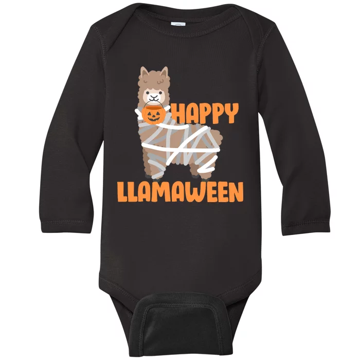 Happy Llamaween Llama Halloween Baby Long Sleeve Bodysuit