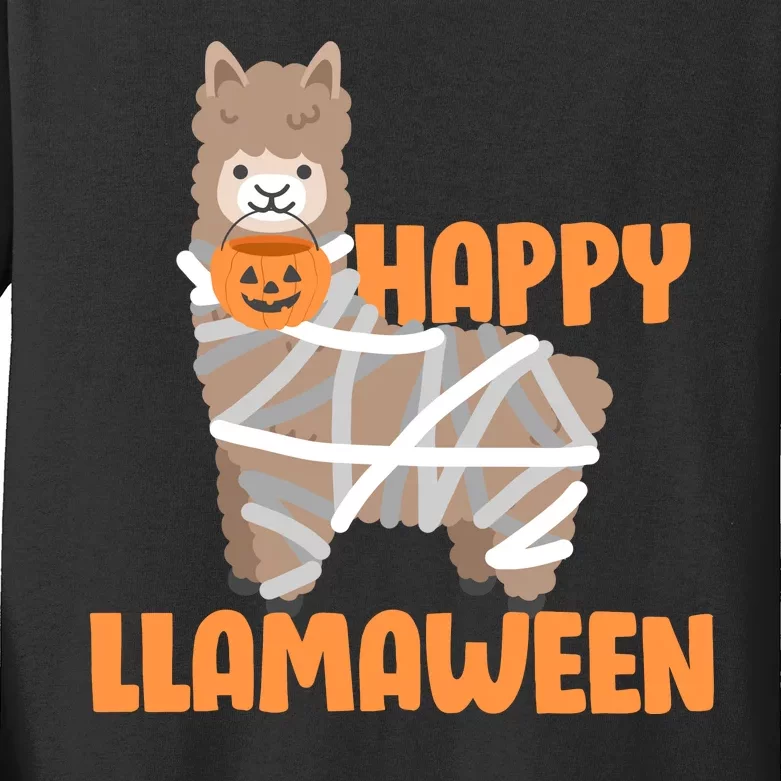 Happy Llamaween Llama Halloween Kids Long Sleeve Shirt