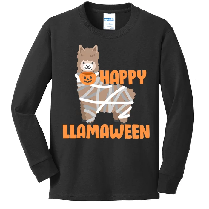 Happy Llamaween Llama Halloween Kids Long Sleeve Shirt