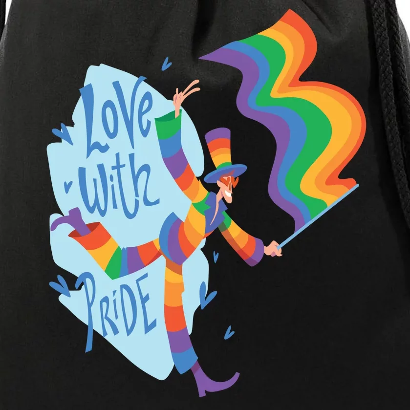 Happy Love With Pride Drawstring Bag