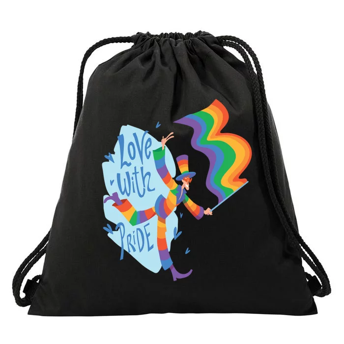 Happy Love With Pride Drawstring Bag