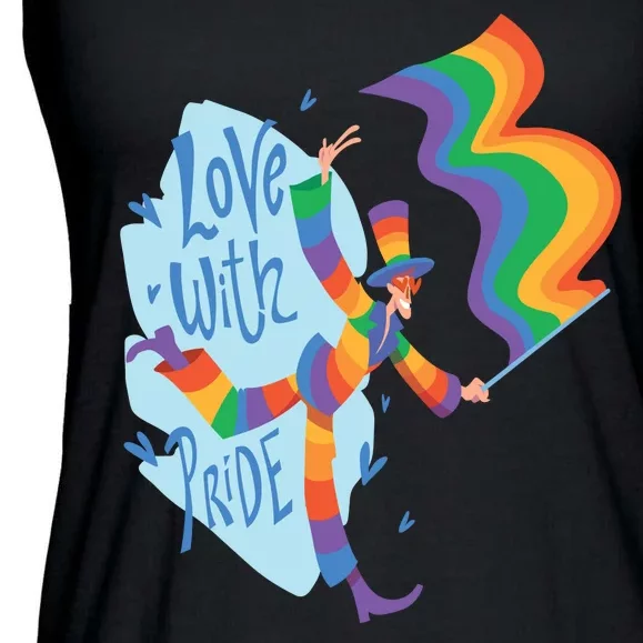 Happy Love With Pride Ladies Essential Flowy Tank