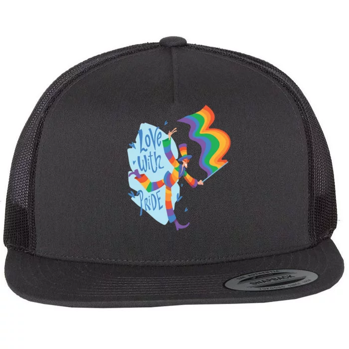 Happy Love With Pride Flat Bill Trucker Hat