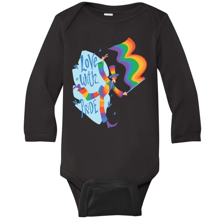 Happy Love With Pride Baby Long Sleeve Bodysuit