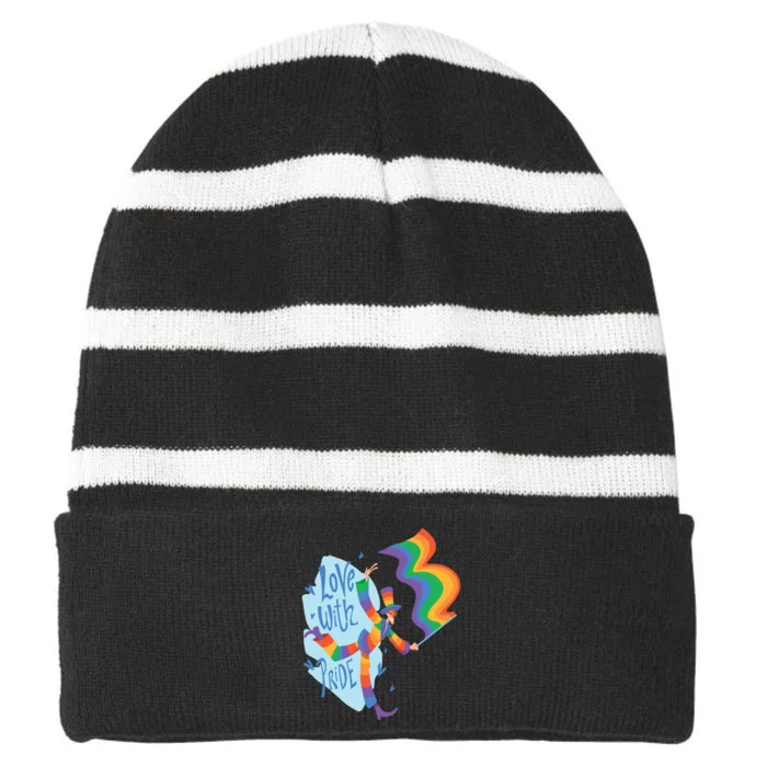 Happy Love With Pride Striped Beanie with Solid Band