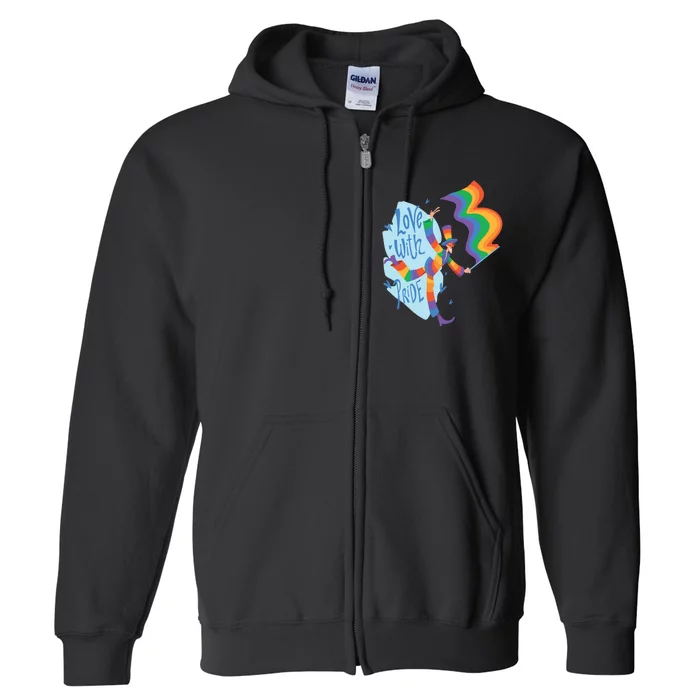 Happy Love With Pride Full Zip Hoodie