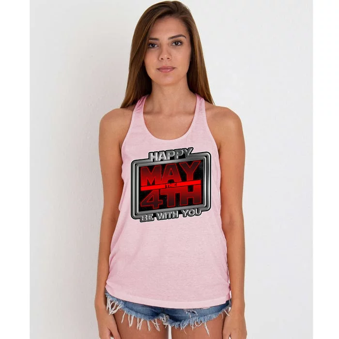 Happy May the 4th Be With You Women's Knotted Racerback Tank