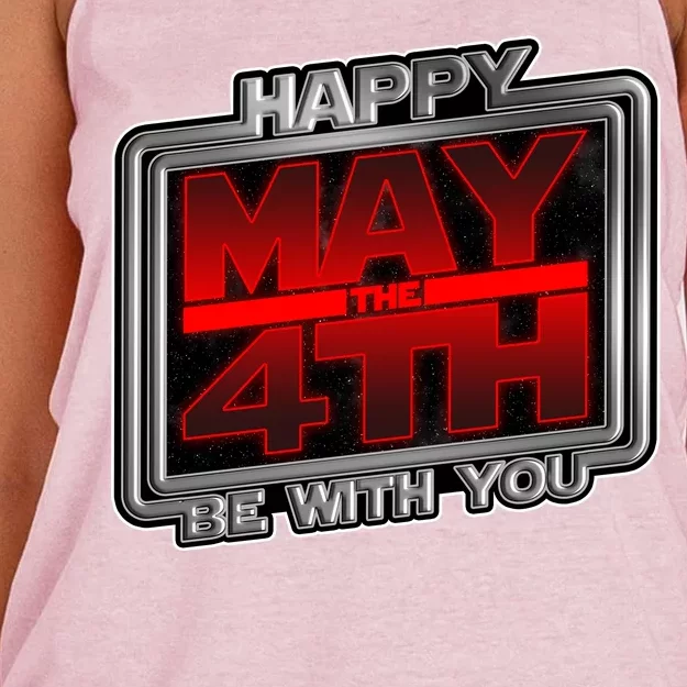 Happy May the 4th Be With You Women's Knotted Racerback Tank