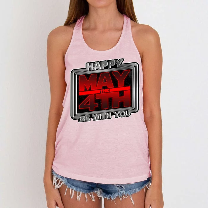 Happy May the 4th Be With You Women's Knotted Racerback Tank