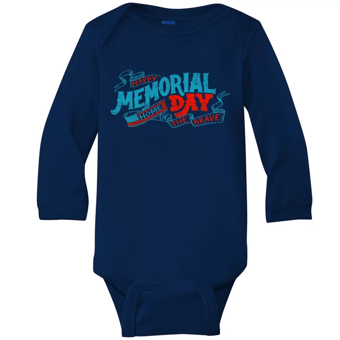 Happy Memorial Day Baby Long Sleeve Bodysuit