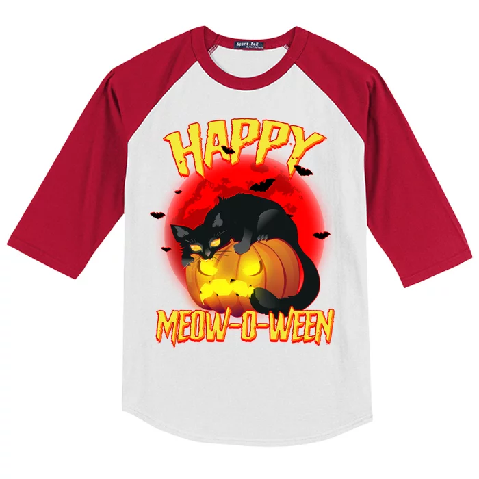 Happy Meow-O-Ween Kids Colorblock Raglan Jersey