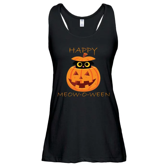 Happy Meow-O-Ween Halloween Ladies Essential Flowy Tank