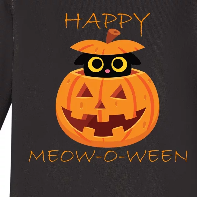 Happy Meow-O-Ween Halloween Baby Long Sleeve Bodysuit