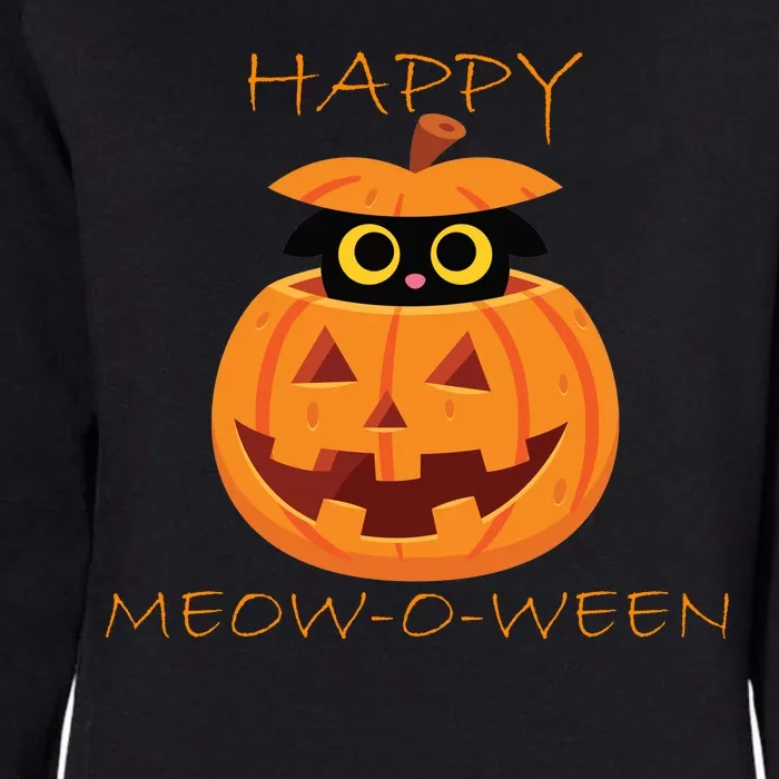 Happy Meow-O-Ween Halloween Womens California Wash Sweatshirt