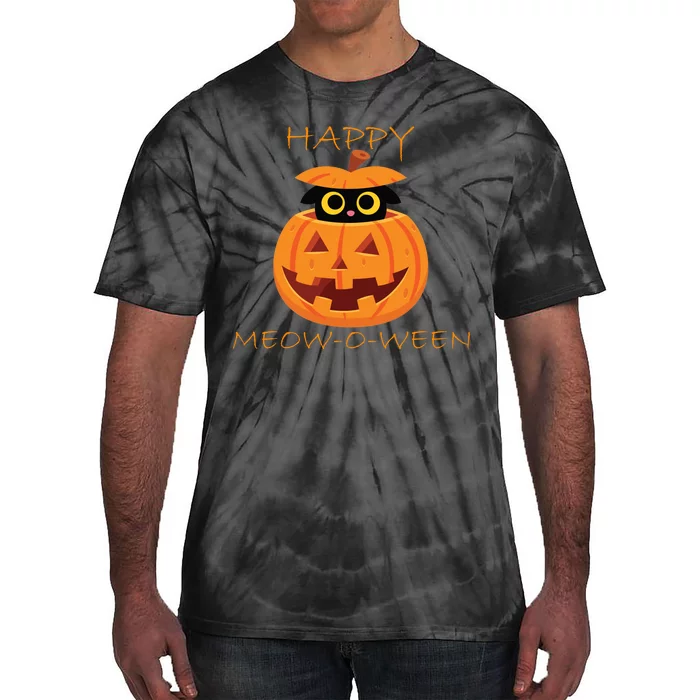 Happy Meow-O-Ween Halloween Tie-Dye T-Shirt