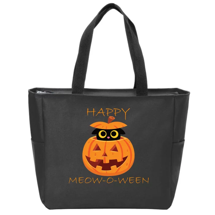 Happy Meow-O-Ween Halloween Zip Tote Bag