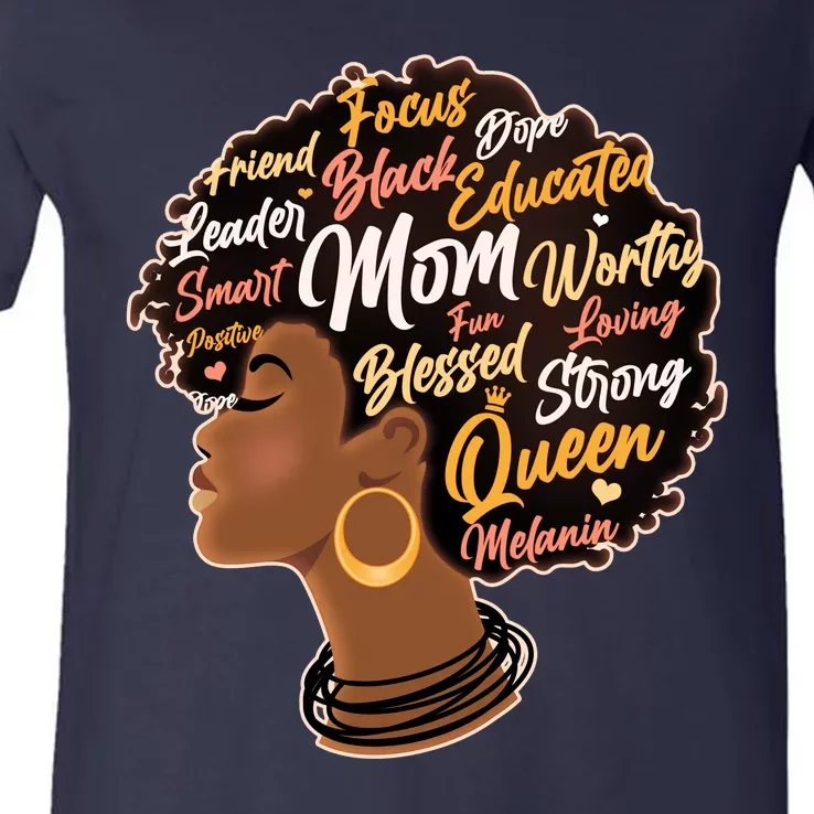 Happy Mother’s Day Mom Queen African American V-Neck T-Shirt