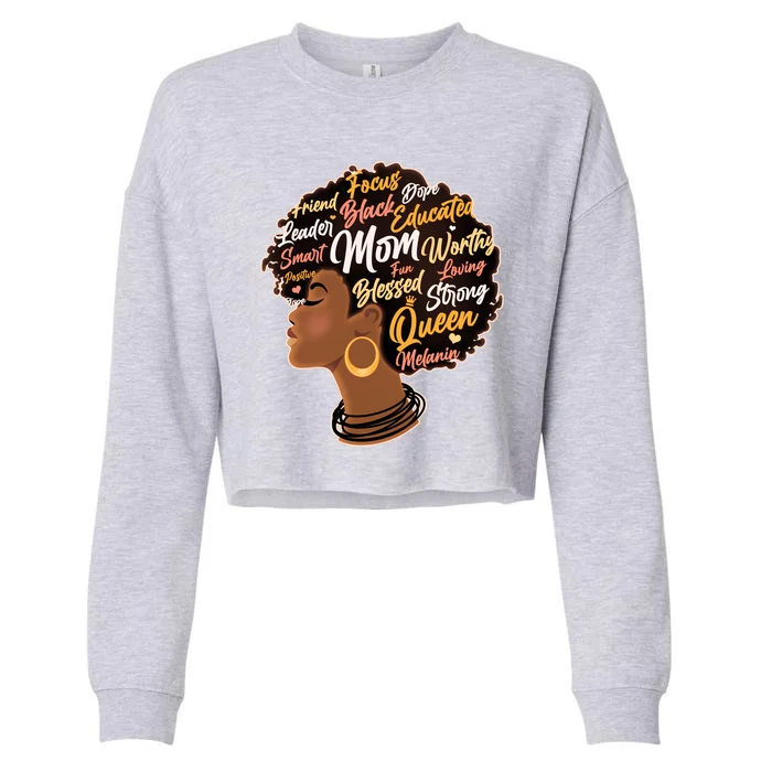 Happy Mother’s Day Mom Queen African American Cropped Pullover Crew