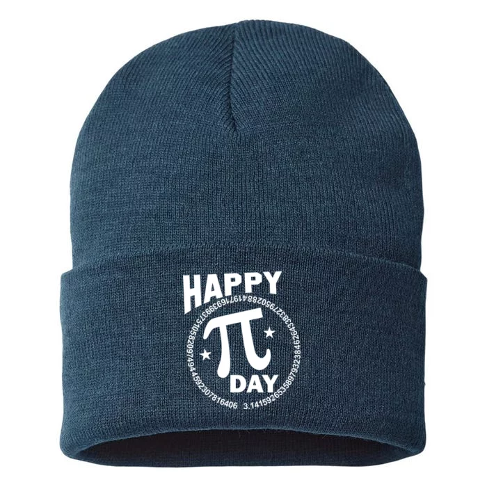 Happy Pi Day Numbers Sustainable Knit Beanie