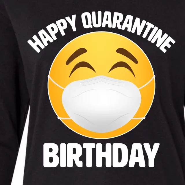 Happy Quarantine Birthday Smiley Emoji Womens Cotton Relaxed Long Sleeve T-Shirt