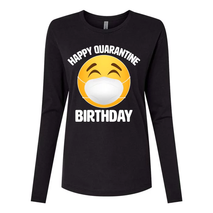 Happy Quarantine Birthday Smiley Emoji Womens Cotton Relaxed Long Sleeve T-Shirt